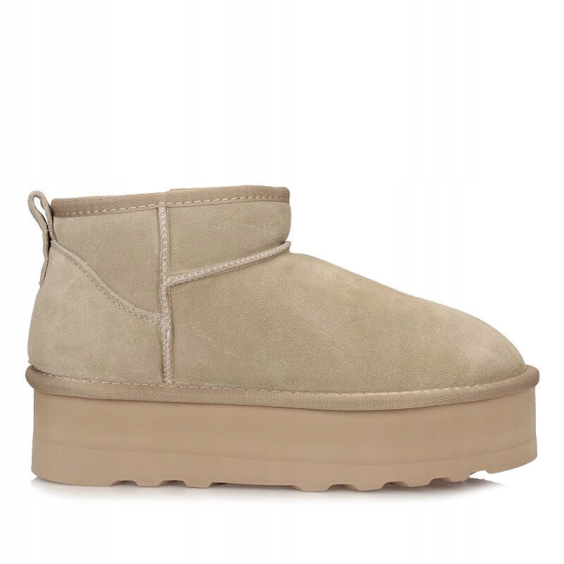 Módní béžové kotníkové boty dámské sněhule na platformě Potocki 24-37304BG