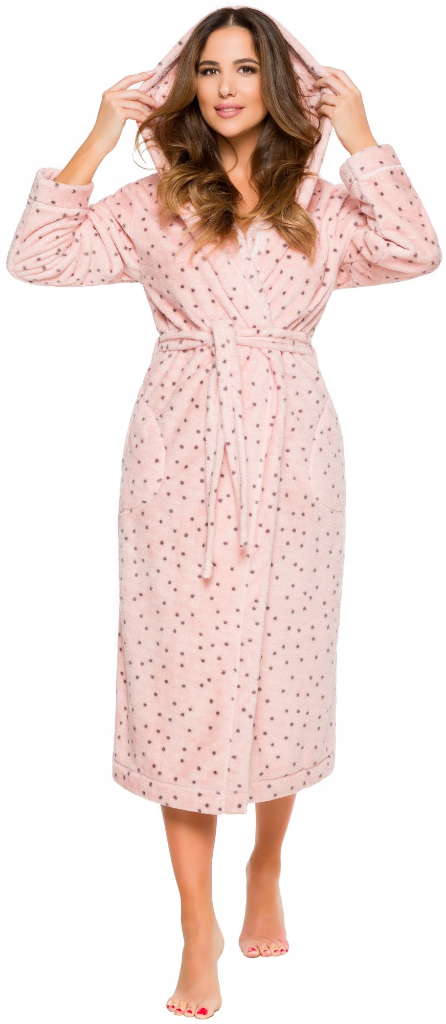 DŁUGI CIEPŁY PUCHOWY DAMSKI SZLAFROK PODOMKA M Rozmiar M