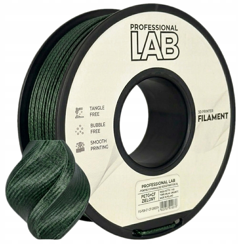 FILAMENT PROF LAB PETG+CF CARBON FIBER ZIELONY 1,75MM 1KG SZPULA AMS