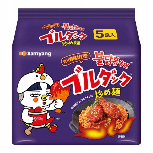 Jídlo s příchutí ostrého kuřecího masa Yangnyeom Buldak 5 x 125 g Samyang Japan