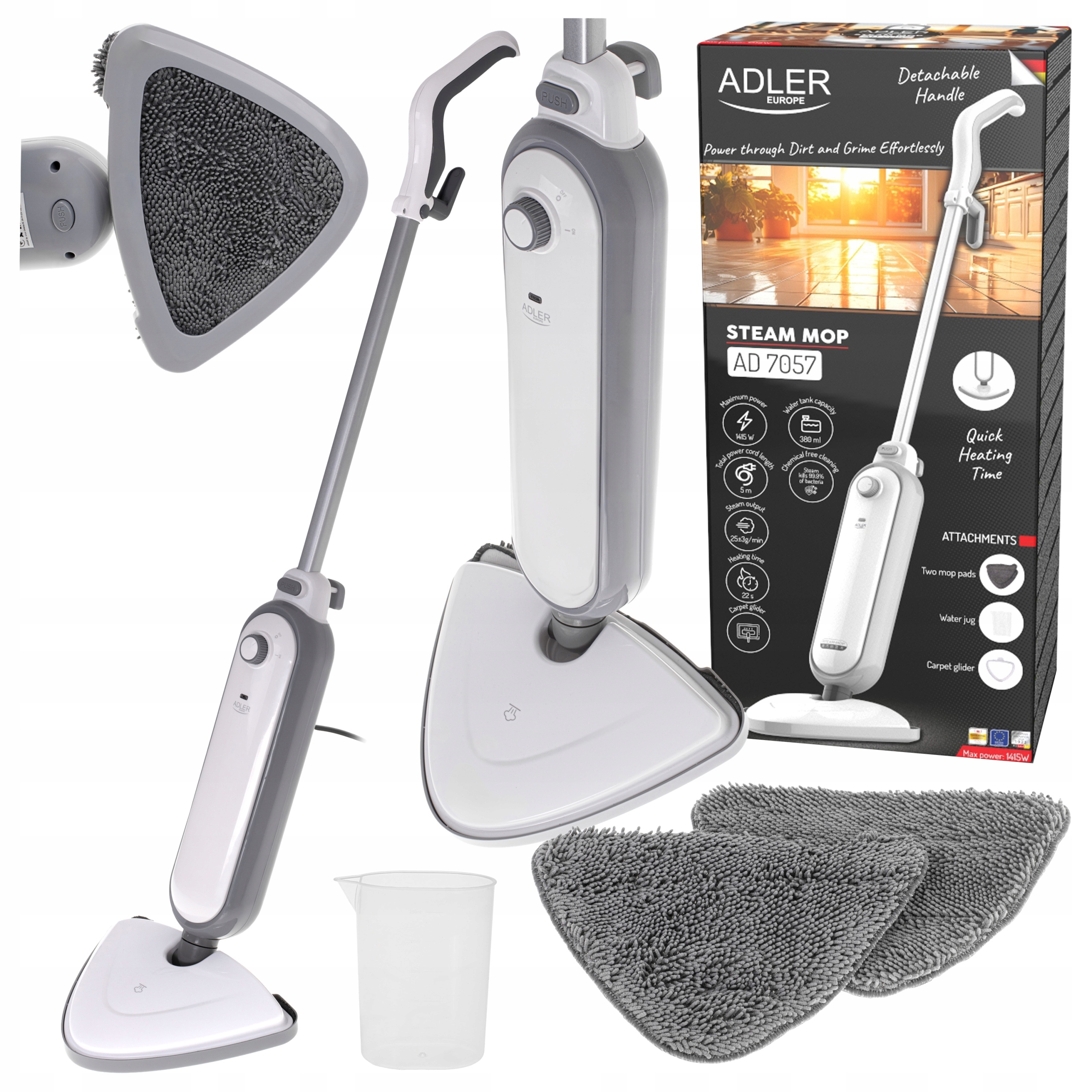 Mop Parowy Adler Ad 7057 1300W Szybkie Nagrzewanie 20s