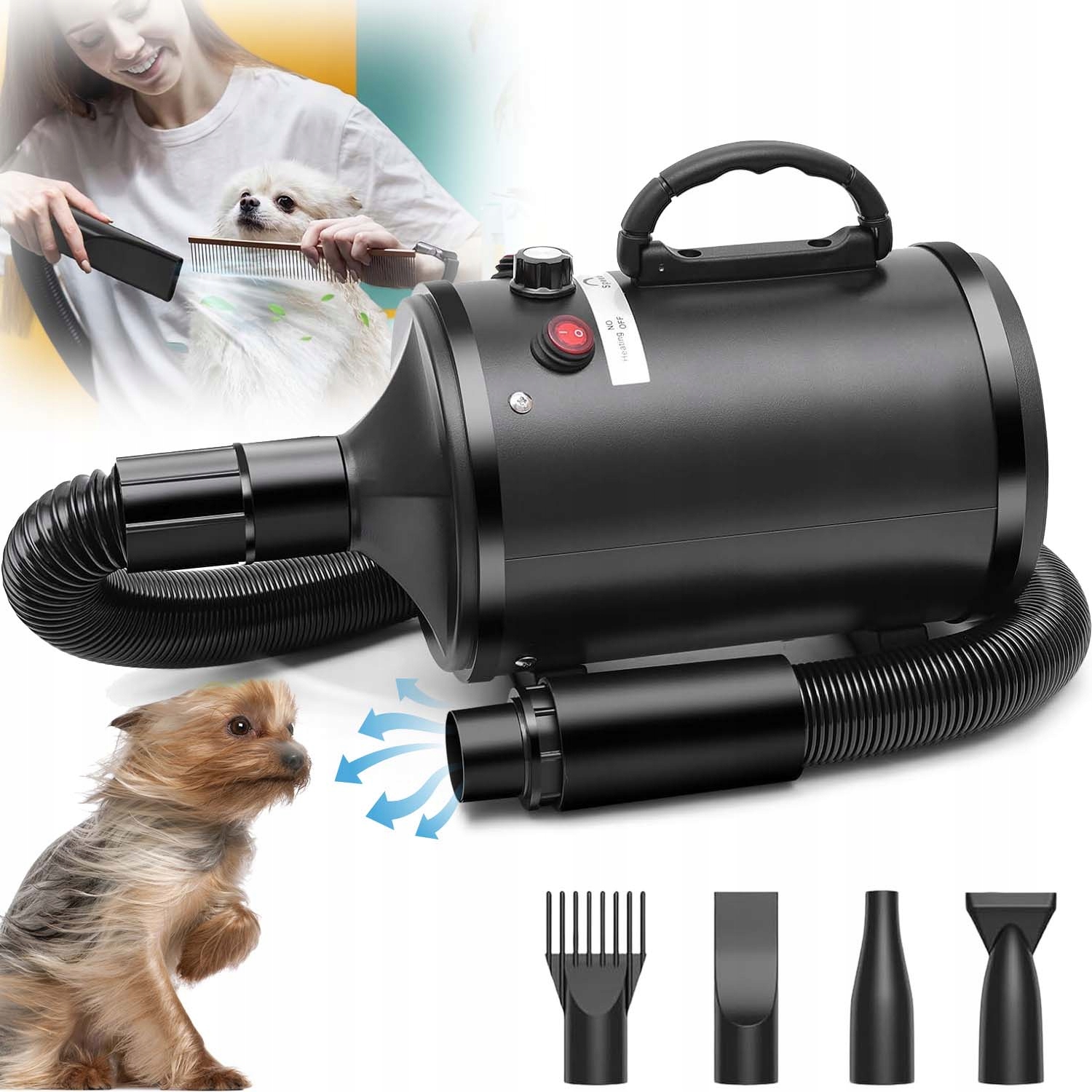 Odkurzacz Suszarka Dla Psa I Kota Do Pielęgnacji Sierści Zwierząt Z 4 Dyszą