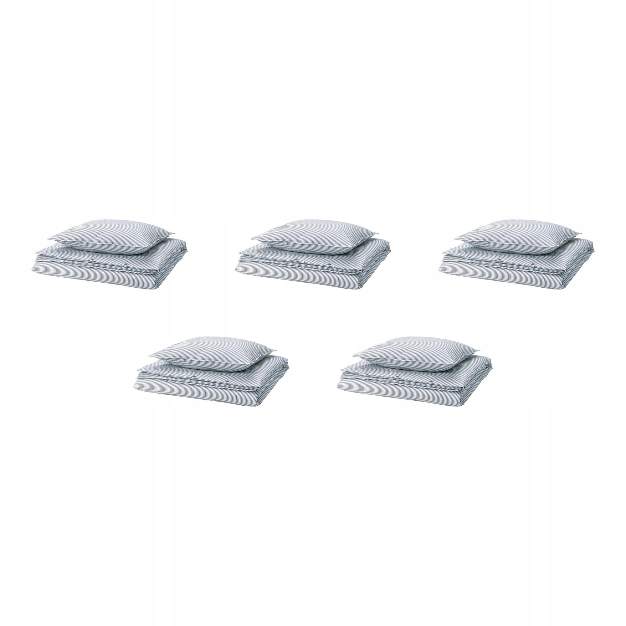 5 szt. Poszwa i poszewka bawełniana 150x200 biało-niebieska