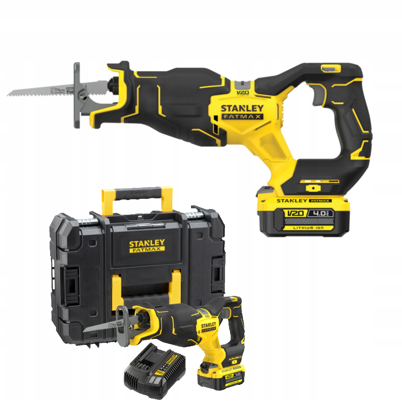 Stanley Pilarka szablowa 20V, 1x4Ah Li, kufer Pro-Stack SFMCS311M1T