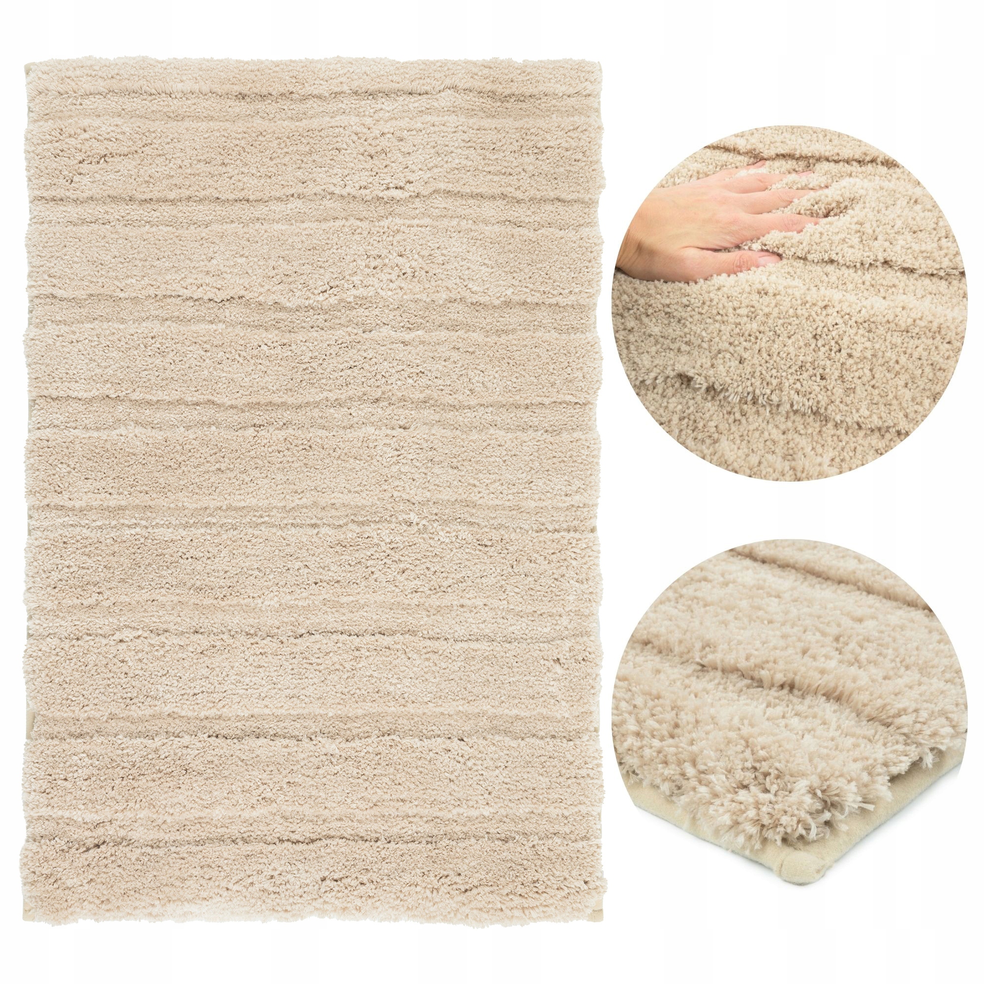 Koupelnová předložka protiskluzová velká 60x110cm béžová měkká chlupatá Soft