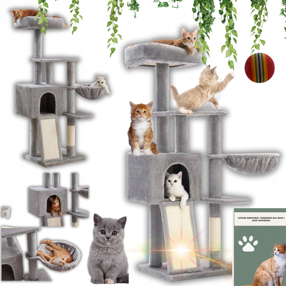 Levně Škrabadlo Pro Kočky Škrabací Deska Věž Pelíšek Víceúrovňový Sloupek!