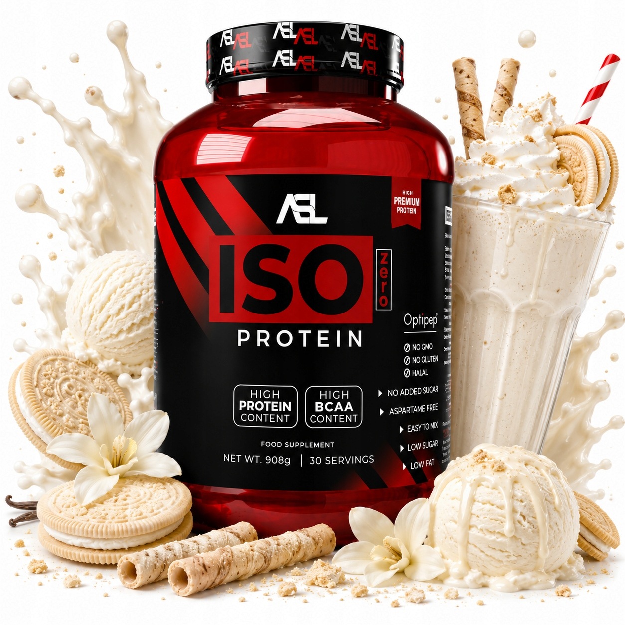 Asl All Sports Labs Iso Zero Protein 908g izolát syrovátkové bílkoviny (wpi) s příchutí milkshake