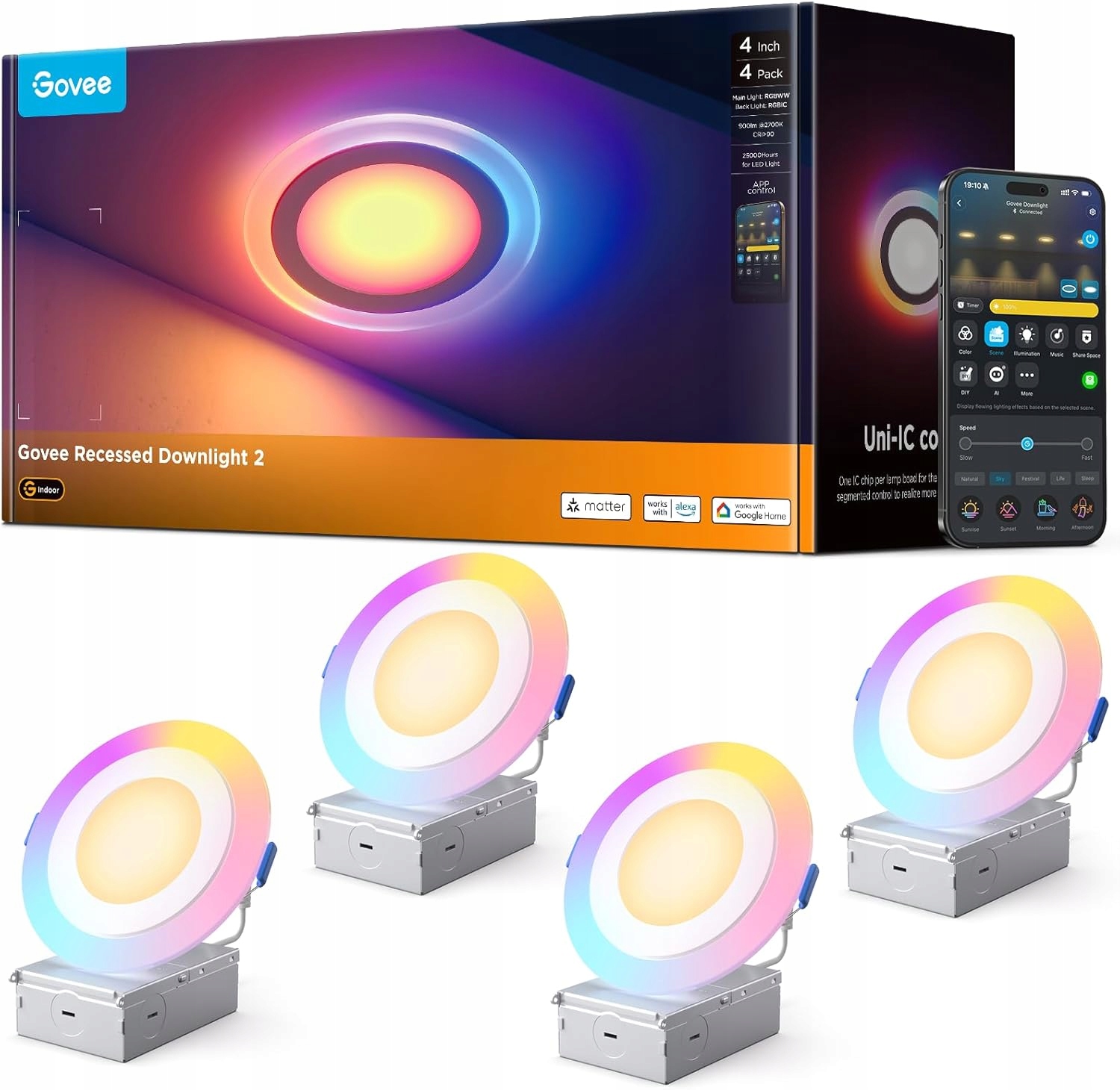 Bodové Osvetlenie Govee Rgbic Zapustené Alexa Matter Sada 4KS