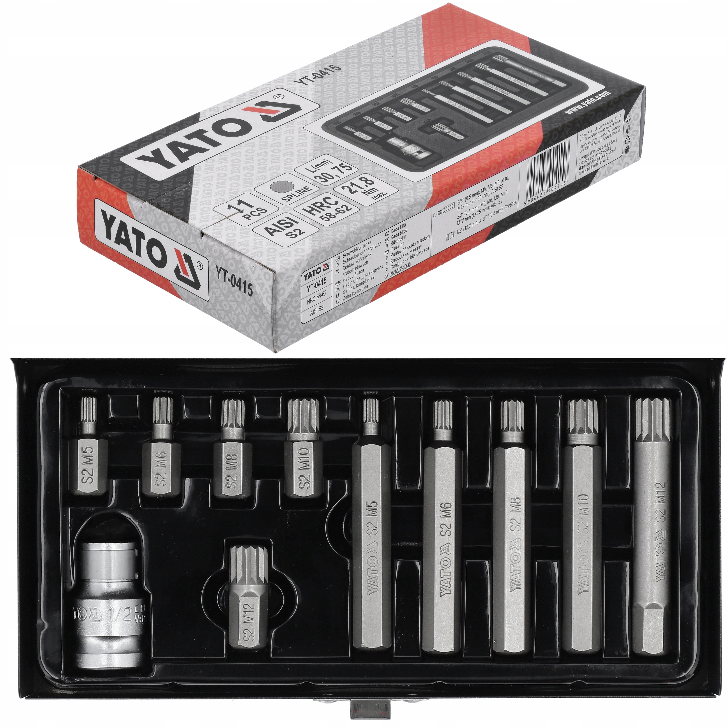 

Yato Końcówki Wkrętakowe Bity Spline M5-12MM 11SZT