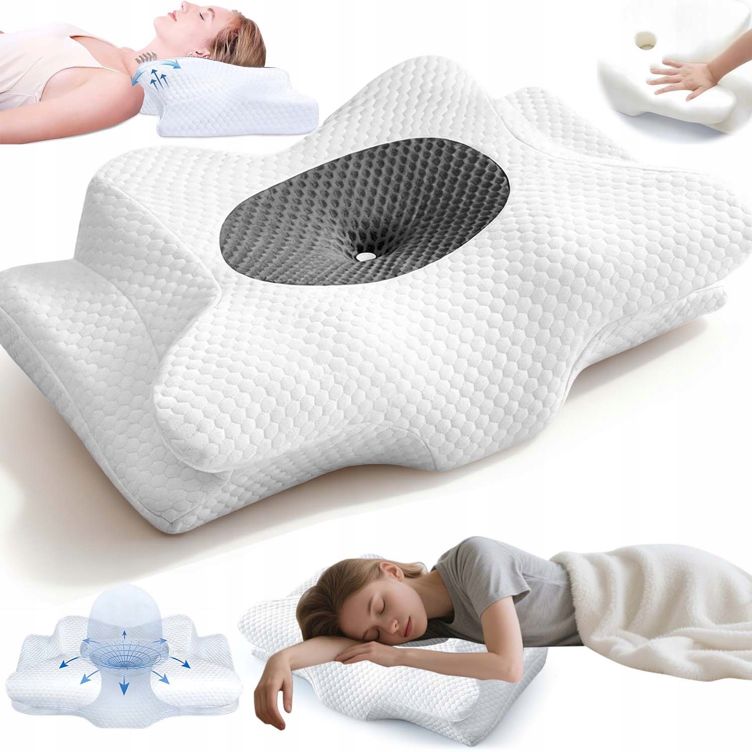 Poduszka Ortopedyczna Do Spania Na Boku I Brzuchu Poduszka Pamięci Motyla