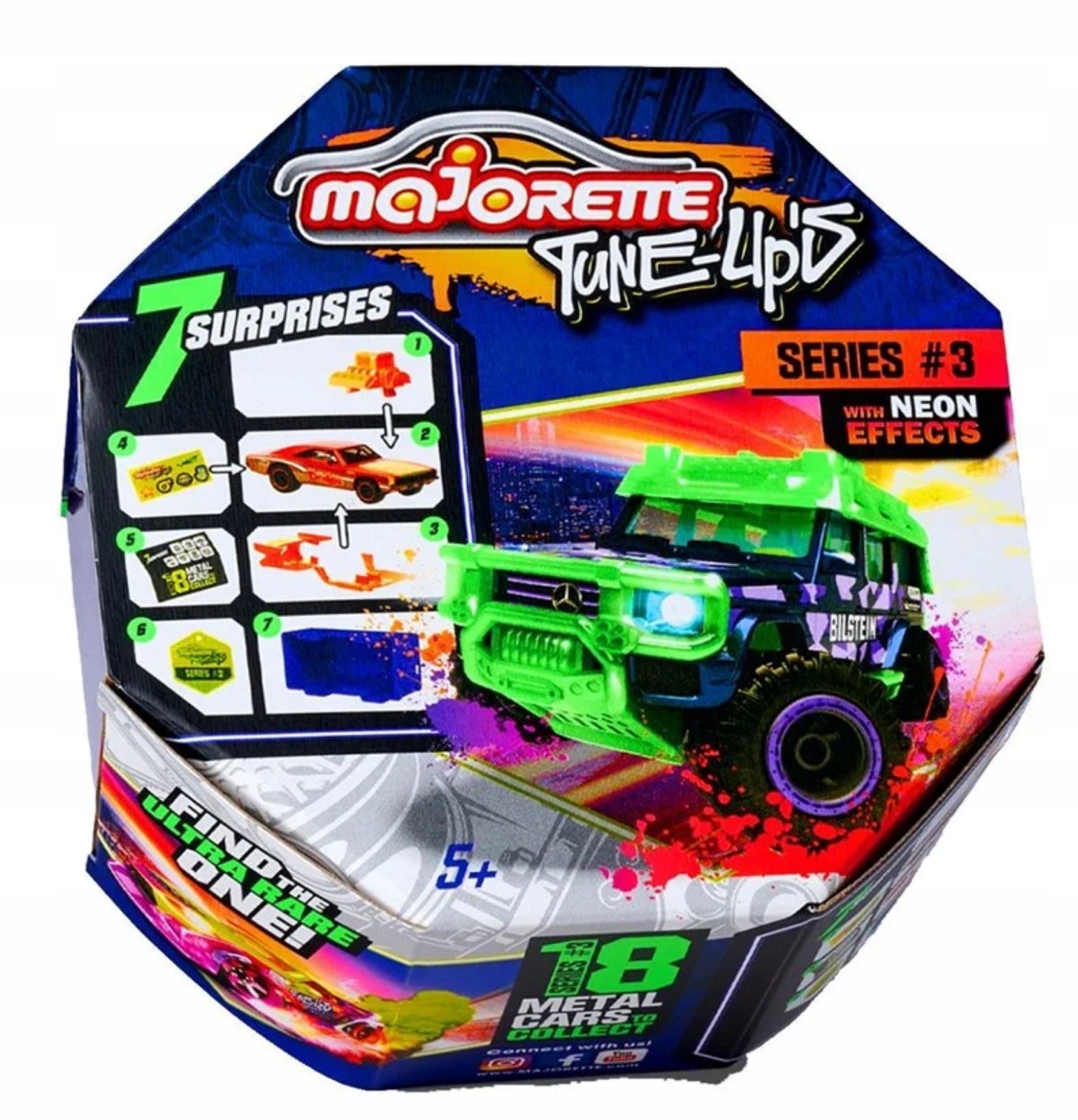 Majorette Tune-Up's seria 3 neon effects samochód z 7 niespodziankami