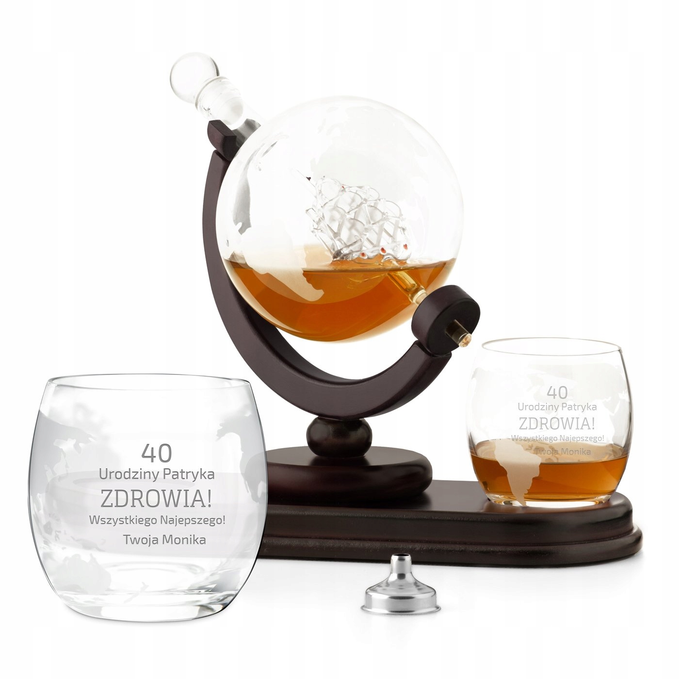 

Zestaw Do Whisky Karafka Globus 2 Szklanki Grawer