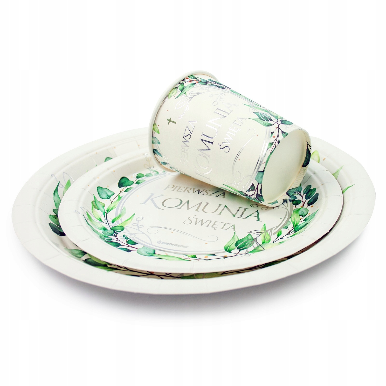 IHS Kubeczki papierowe 8 szt. Pierwsza Komunia Kubeczek Kolor dodatkowy zielony