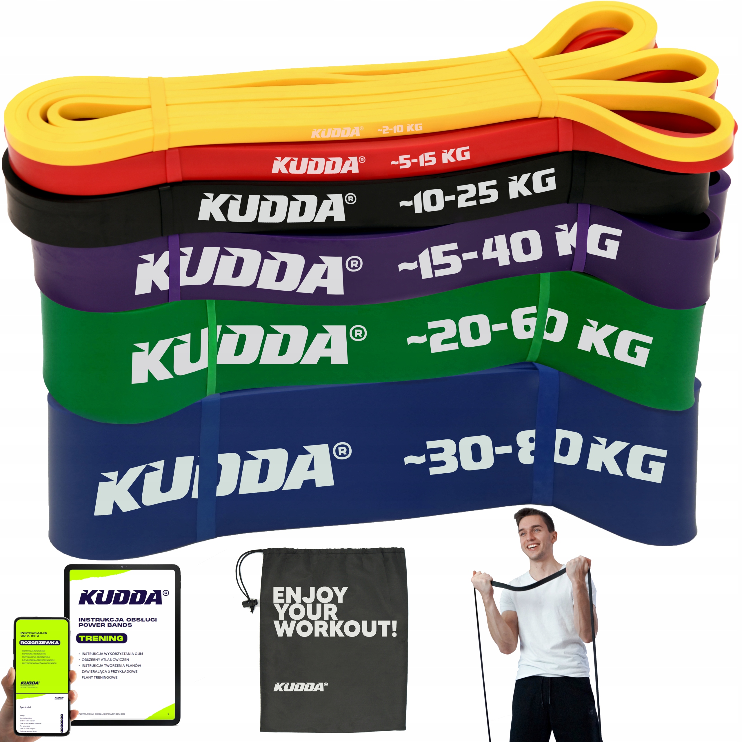 Zestaw 6 Gum Do Ćwiczeń Power Band gumy oporowe fitness Kudda