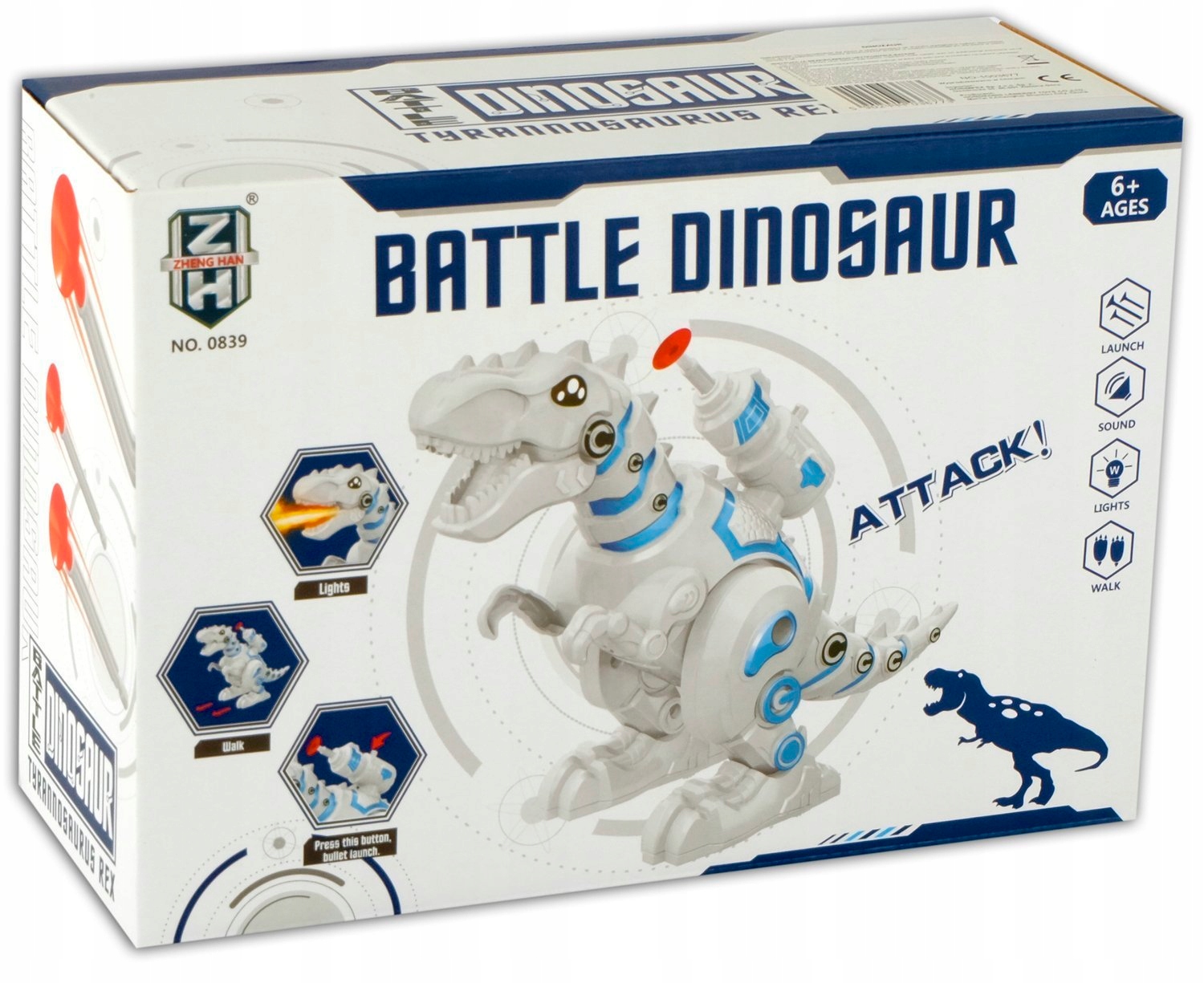 ROBOT DINOZAUR INTERAKTYWNY CHODZI STRZELA LED EAN (GTIN) 5902444036773