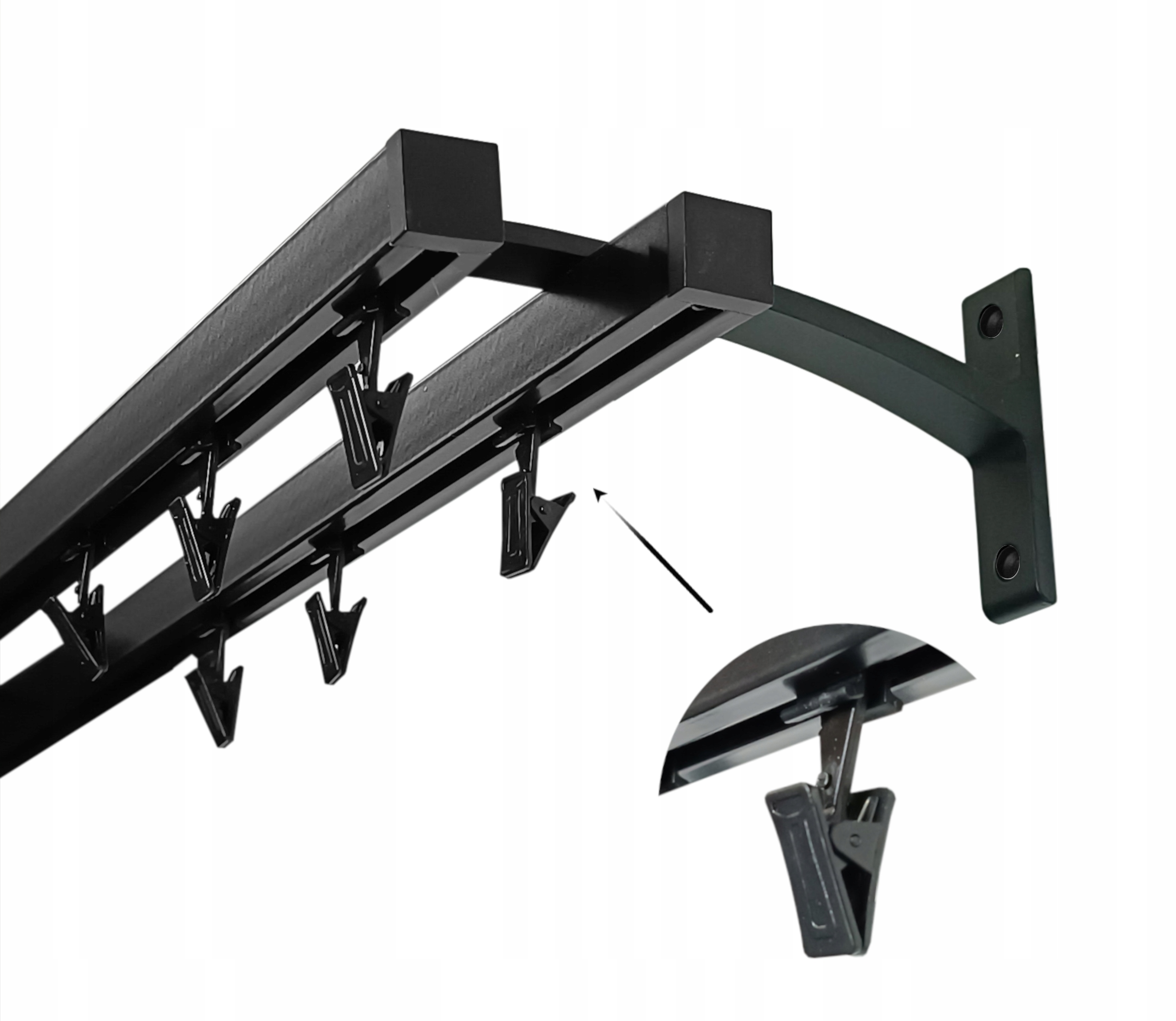 Garnýž Aluminiový Kvadro 20+20mm Černý Mat 200cm žabka