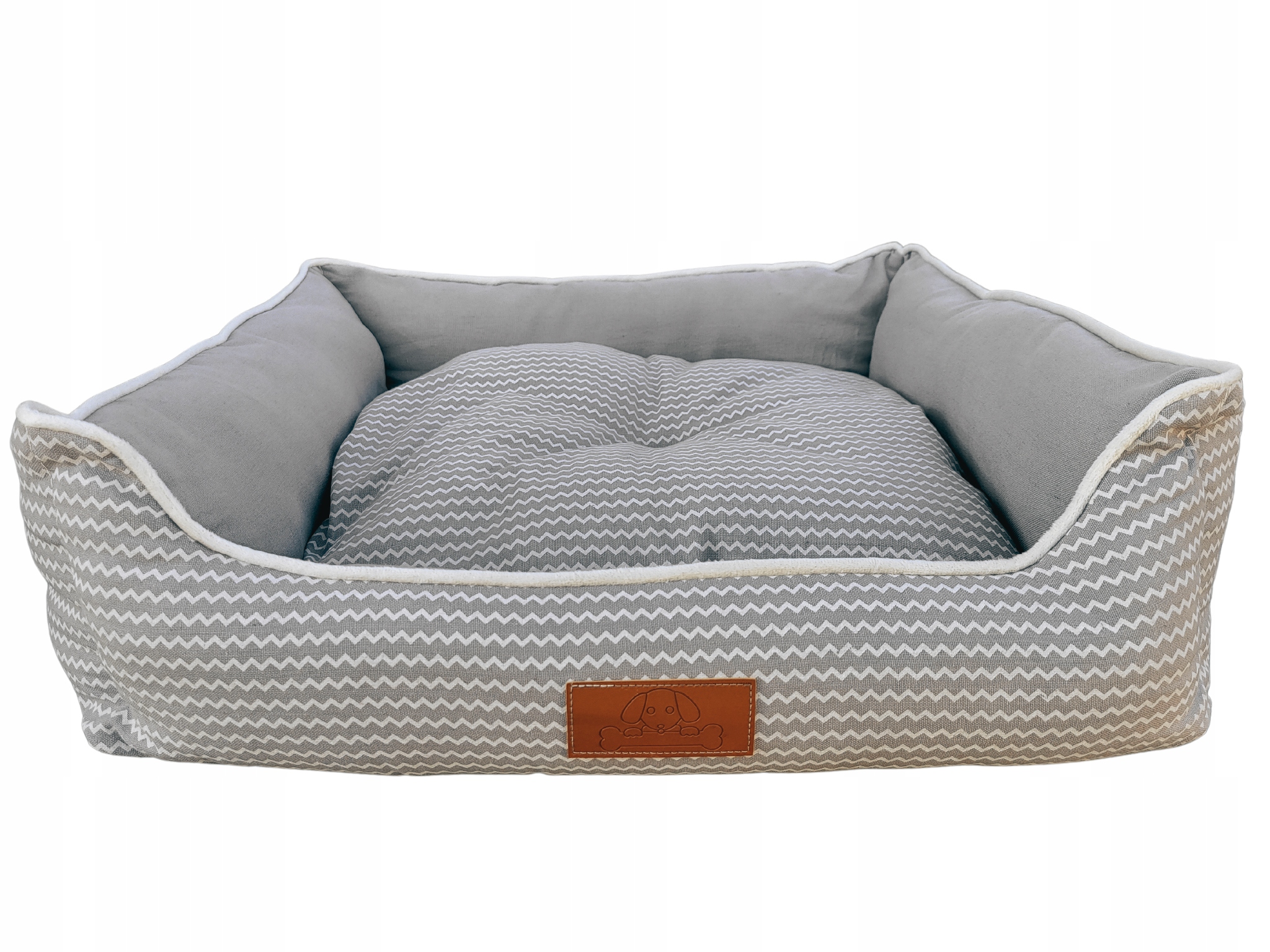 Szare legowisko typu kanapa RegMag M – 65 × 60 × 14 cm – Wymiary rozmiaru M