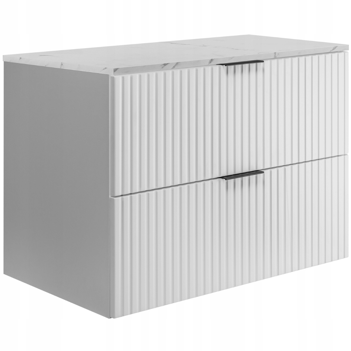 Koupelnová skříňka pod umyvadlo 80 Bílá Ryflovaná přední strana Mramorová deska