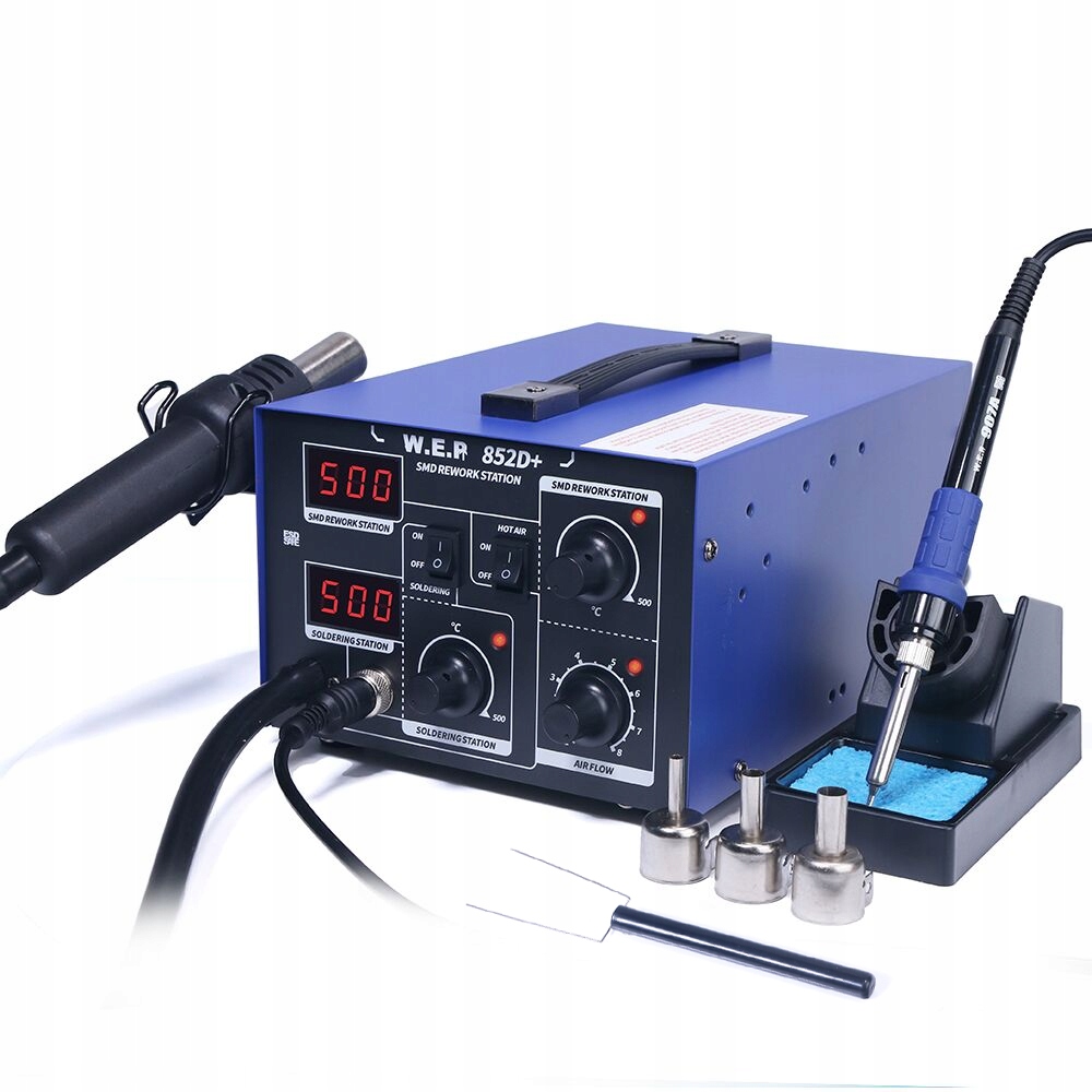 

Stacja Lutownicza Wep 852D+ 2w1 dysze+chwytak smd