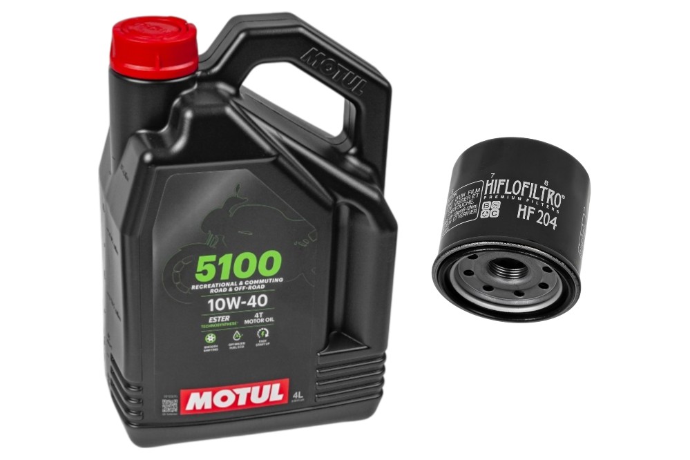 Sada, olejový filter HF204 motorový olej Motul 5100 4T 10W40 4 litrov