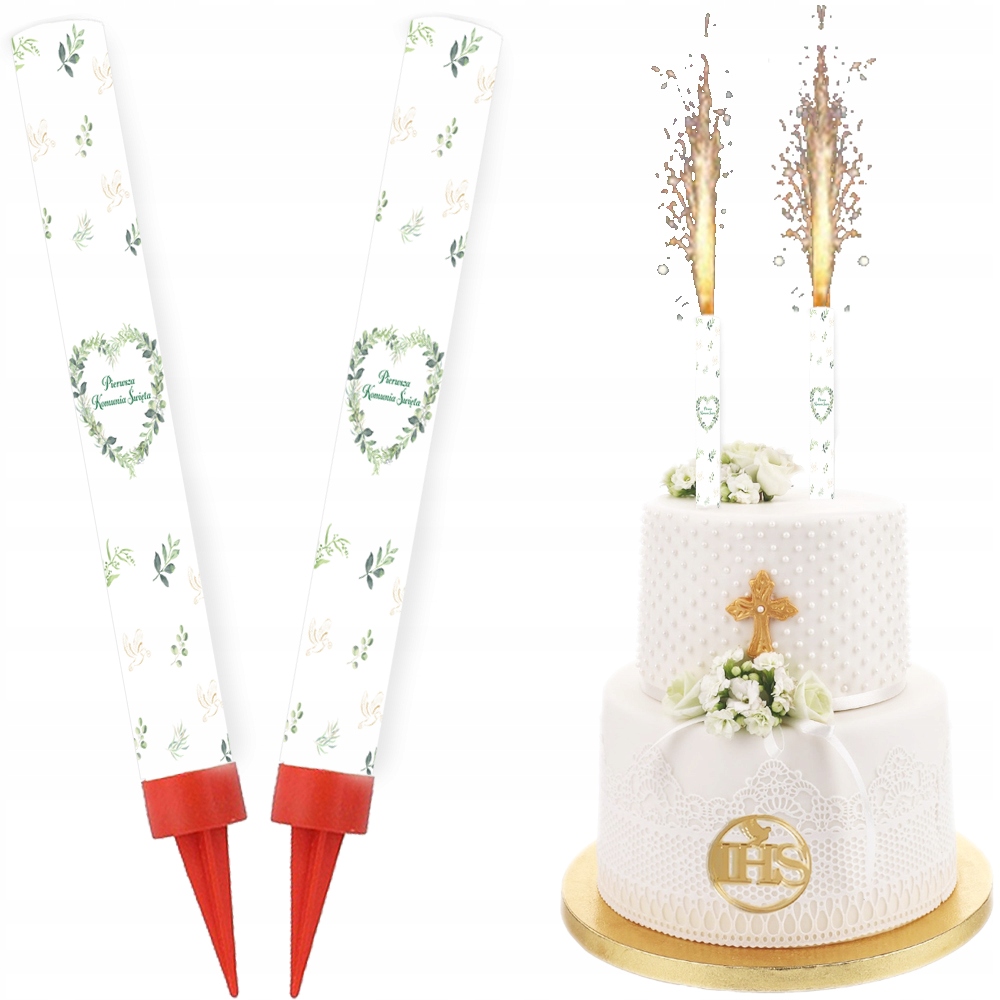 FONTANNA Tortowa KOMUNIJNA Race Pierwsza KOMUNIA Święta Serce 18cm 2szt.