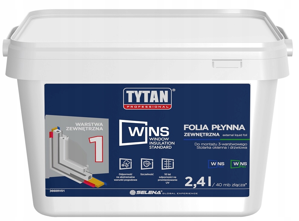 Folia płynna Tytan Wins zewnętrzna 2,4L biały Szczelny Montaż Okien i Drzwi