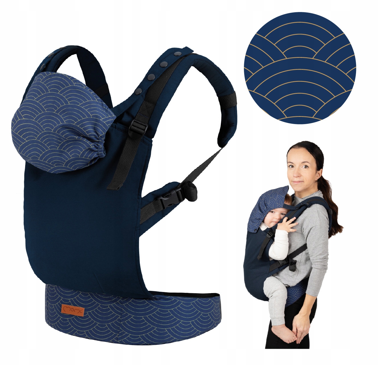 MOMI COLLET NOSÍTKO TMAVĚ MODRÉ ERGONOMICKÉ S KAPUCÍ