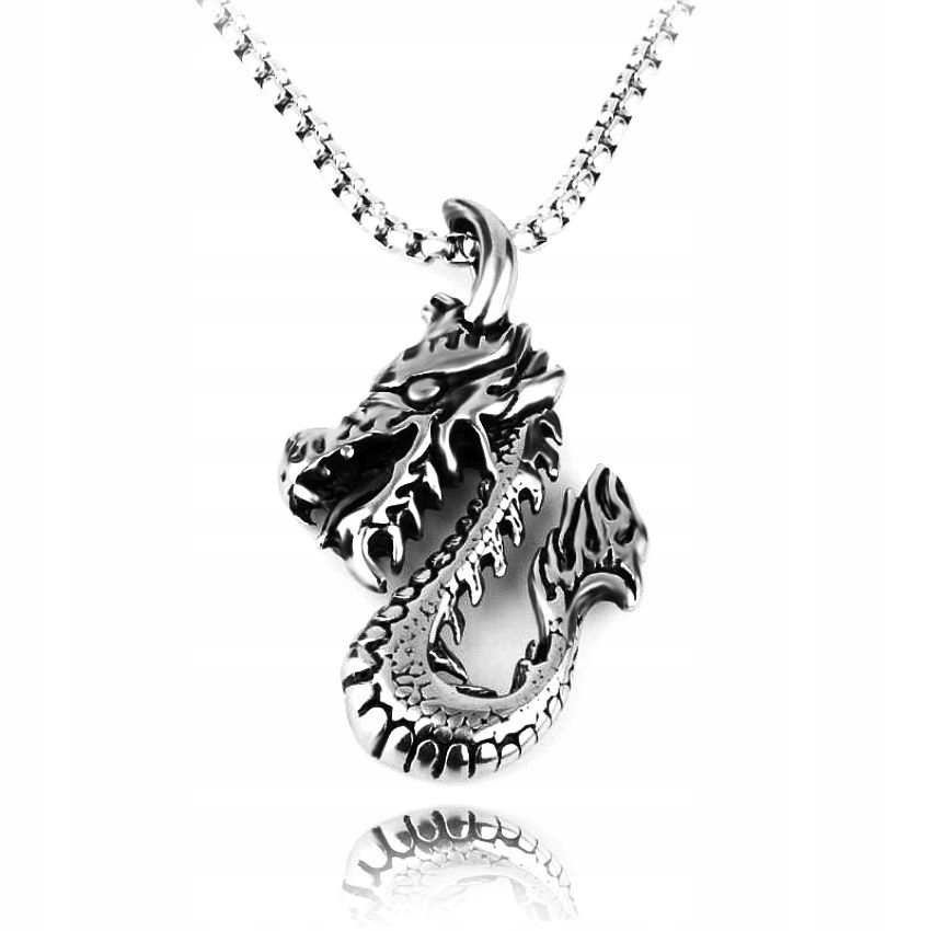 

Naszyjnik Stal 316L Smok Dragon Srebrny