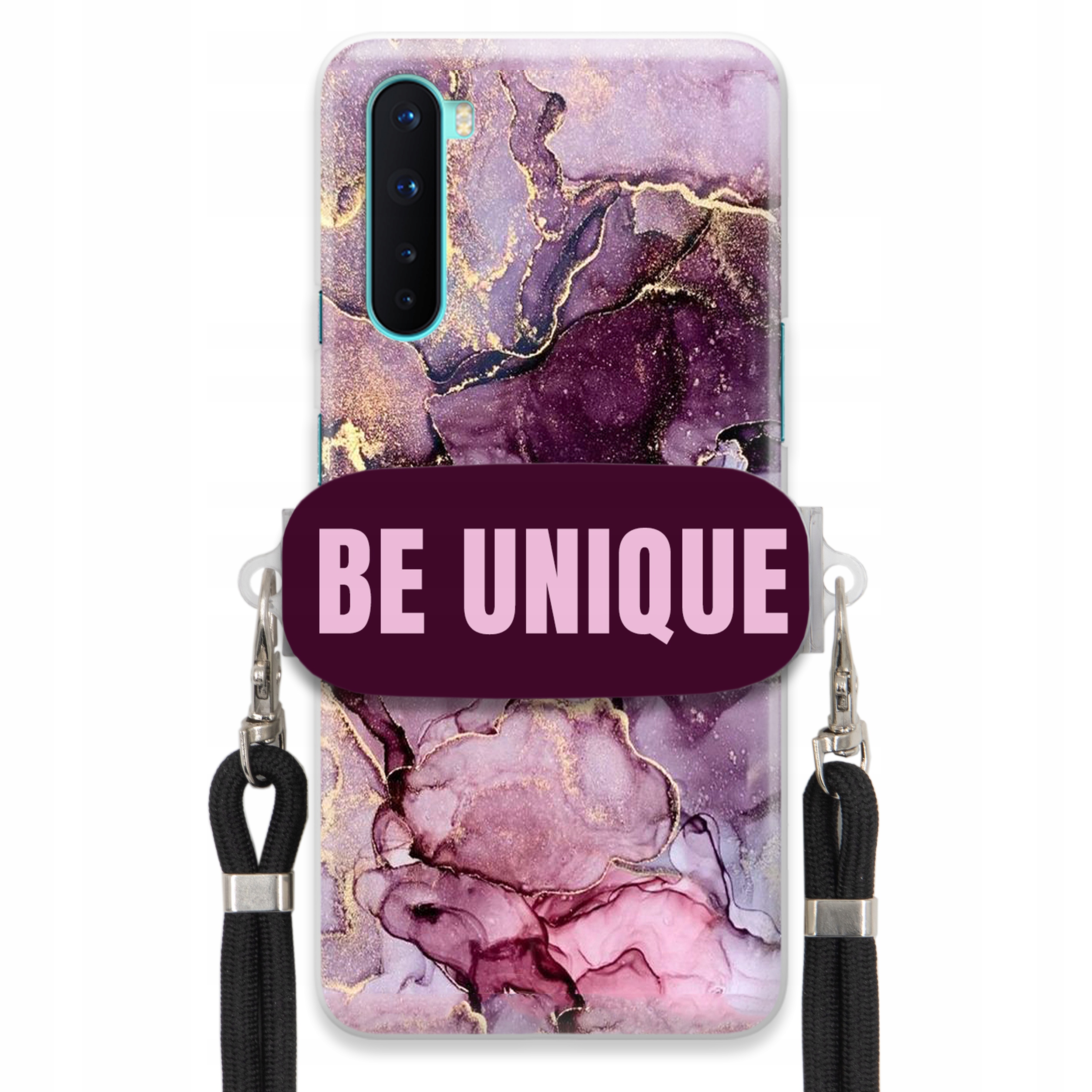 Pouzdro Premium pro Oneplus Nord Case Uchywt Šňůra Černá Fialová Mramorová