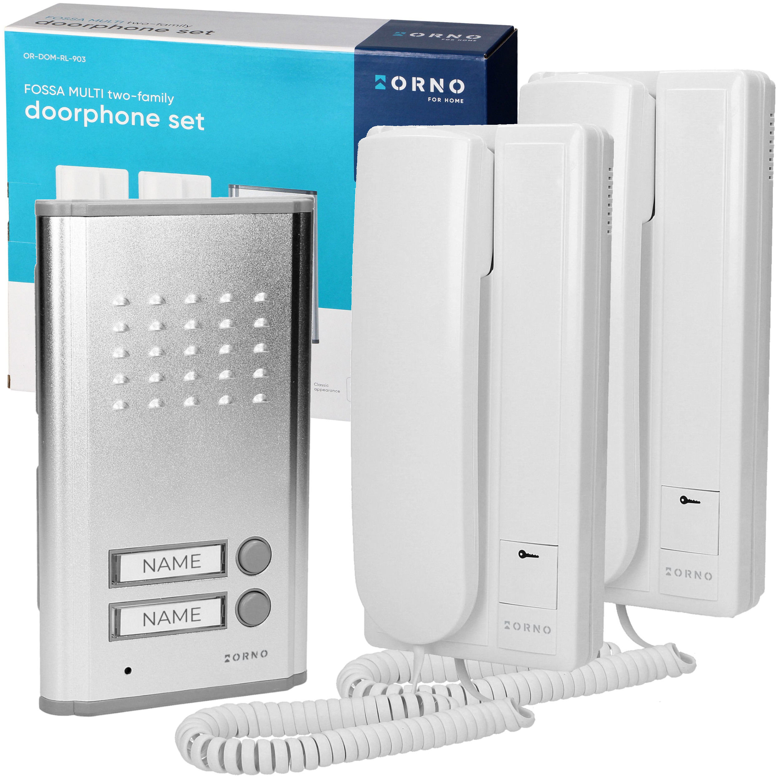 Domofon Dwurodzinny Do Furtki Podtynkowy 2 Słuchawki Orno OR-DOM-RL-903