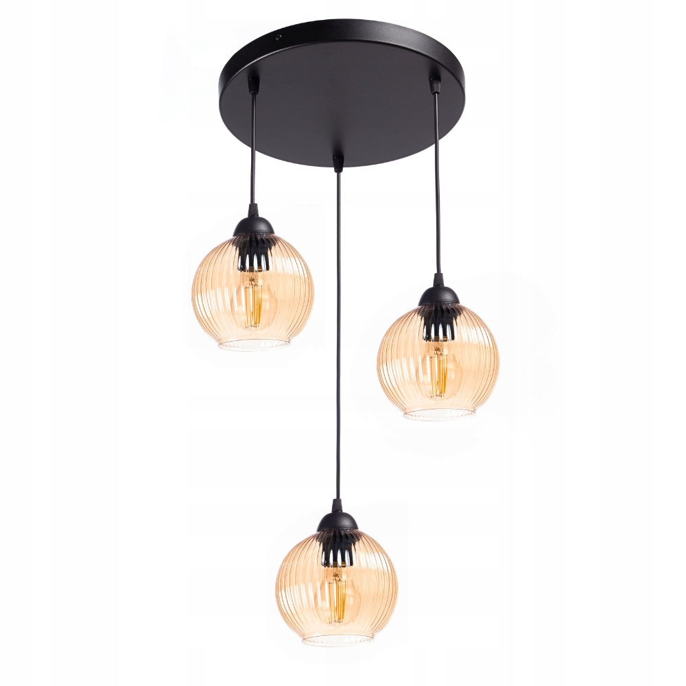 Moderní Závěsná Skleněná Lampa S Proužky E27 Medová Buršínová