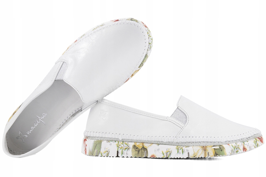 Maciejka 03512-11 Dámské Kožené Polobotky Mokasíny Espadrilky Vložky bílé