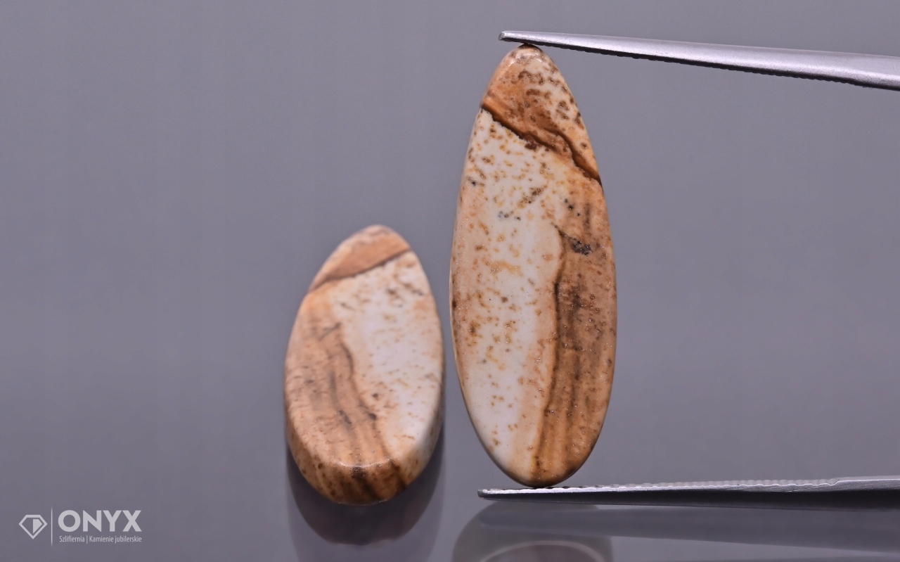 Jaspis Kalahari mělký Pár slza 23,5x9 mm