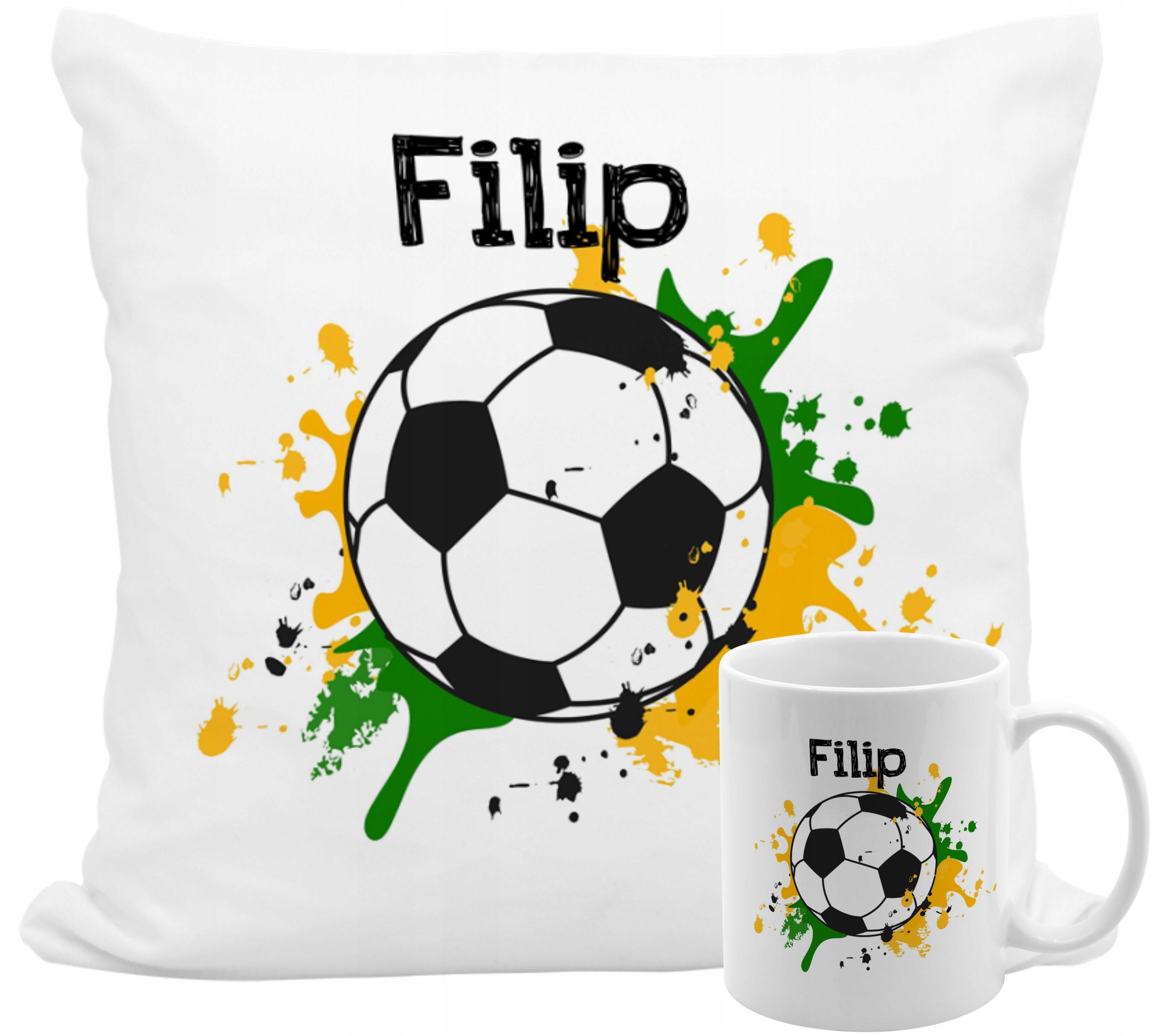 

Zestaw Kubek Poduszka Piłkarz Imię Piłka Nożna