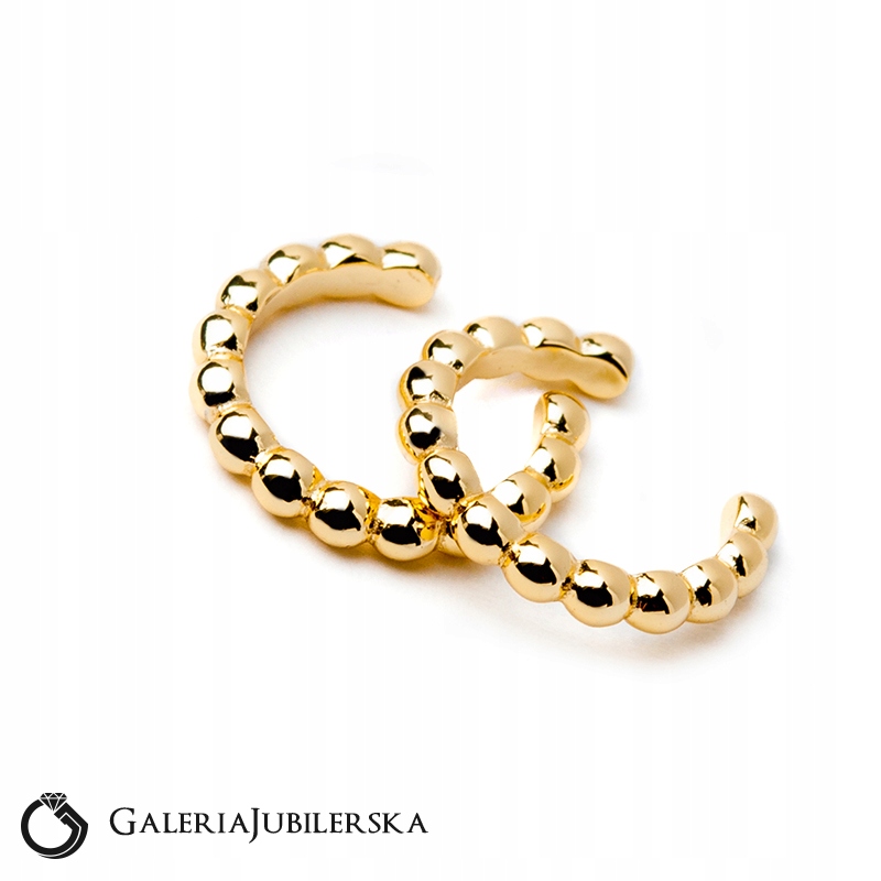KOLCZYKI SREBRNE POZŁACANE NAUSZNICE EAR CUFF KULE