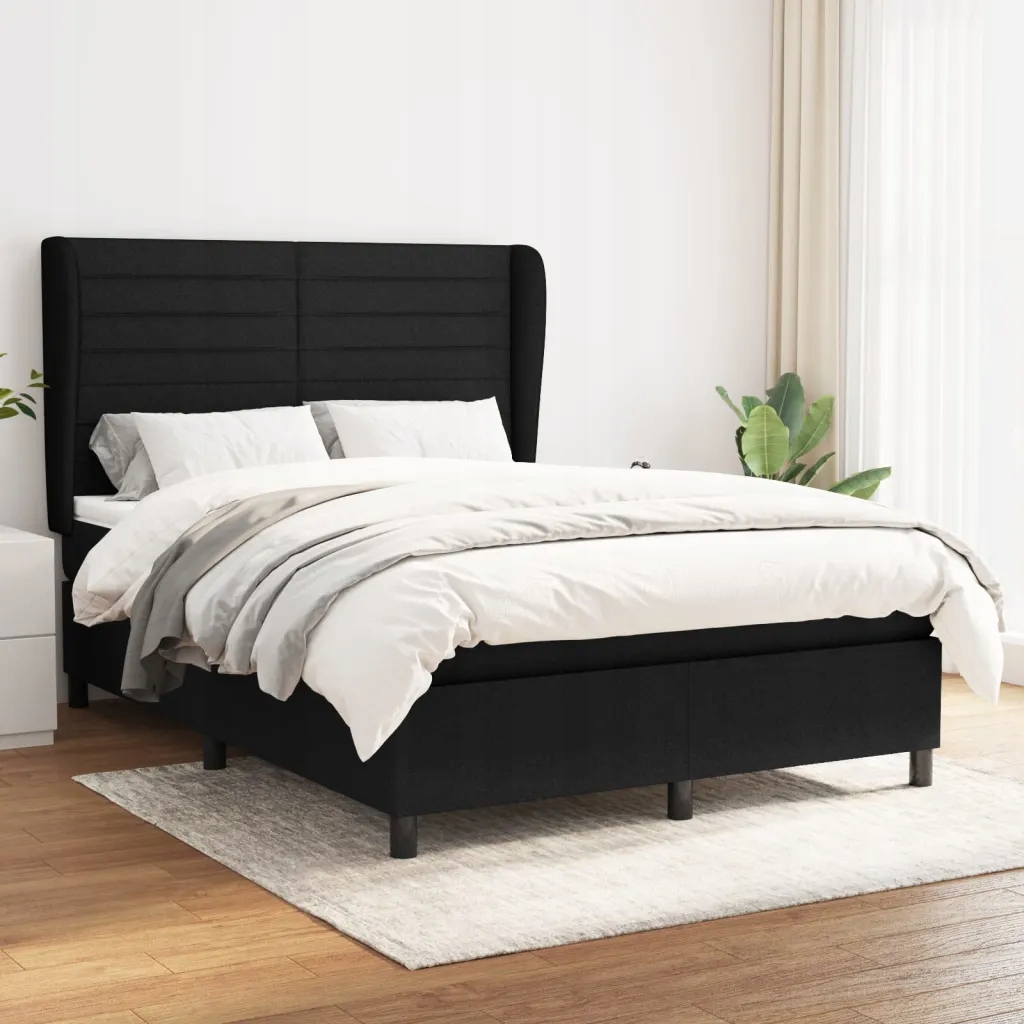vidaXL Box spring postel s matrací černá 140 x 190 cm textil