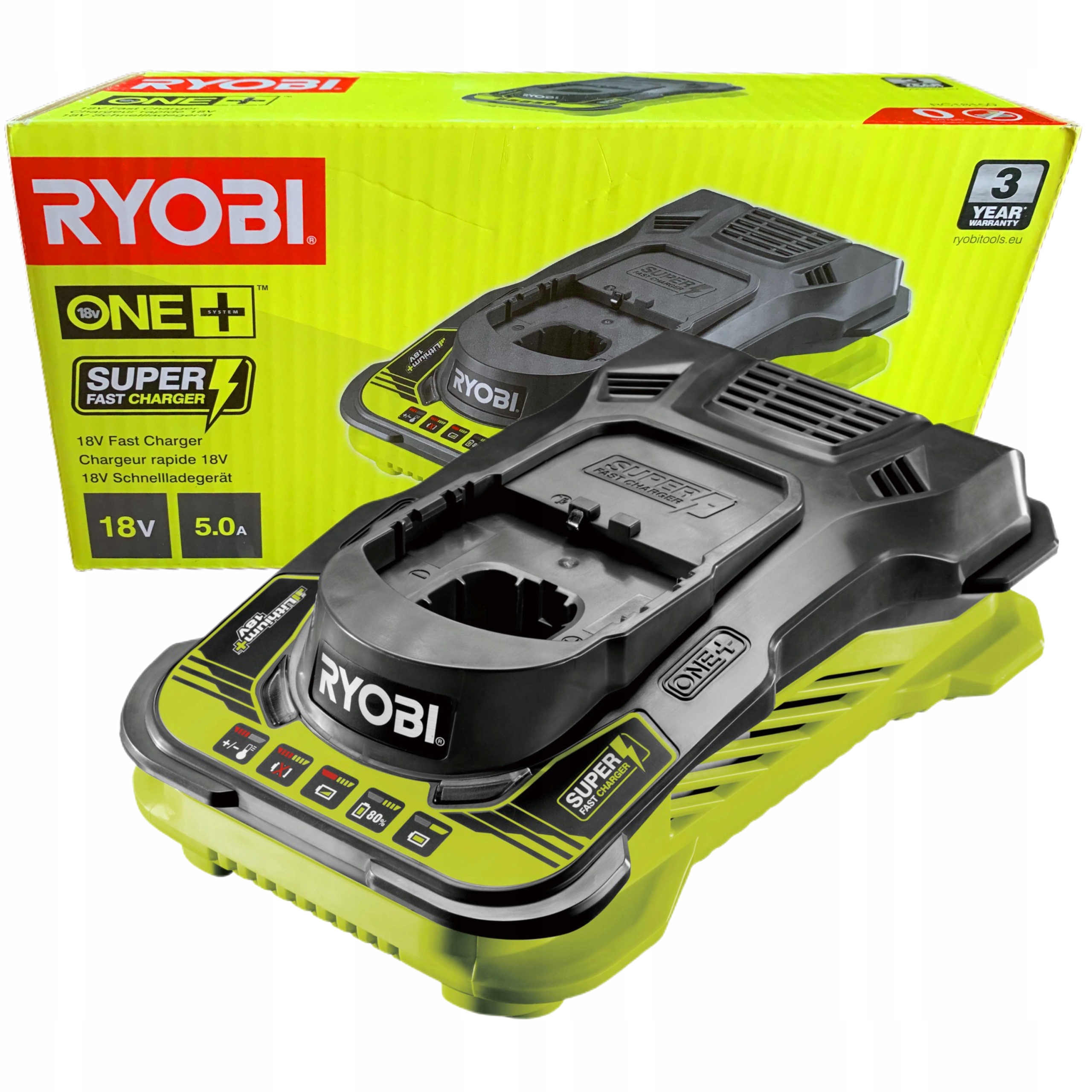 Ryobi ONE+ 5.0A Fast Lithium Charger & 5Ah Battery 18V (RC18150-150)