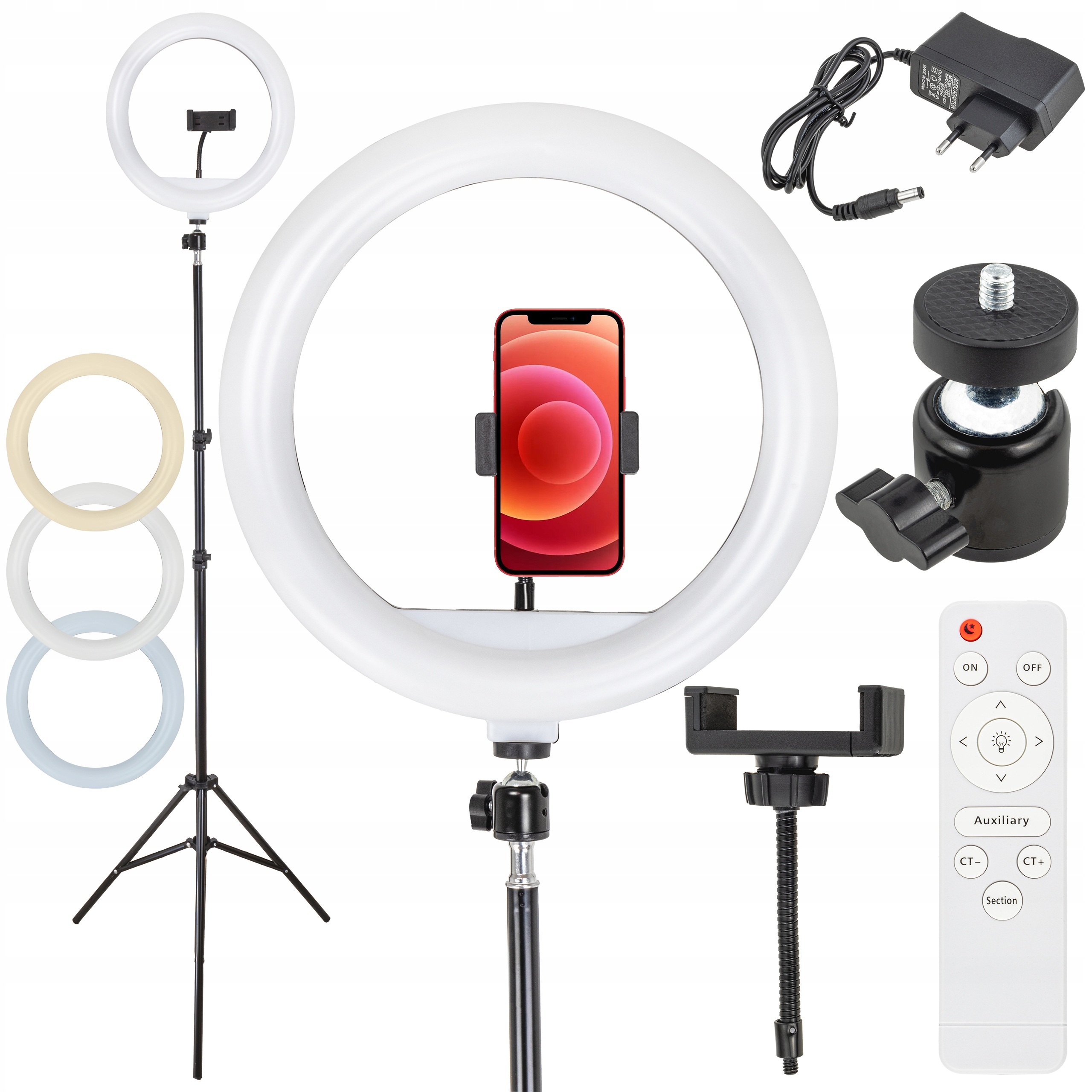 LAMPA PIERŚCIENIOWA LED RING ZE STATYWEM ZDJĘĆ FILMÓW SELFIE MAKIJAŻ 240W