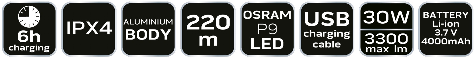NEO Latarka akumulatorowa USB 3300lm OSRAM P9 LED Kod producenta 99-037