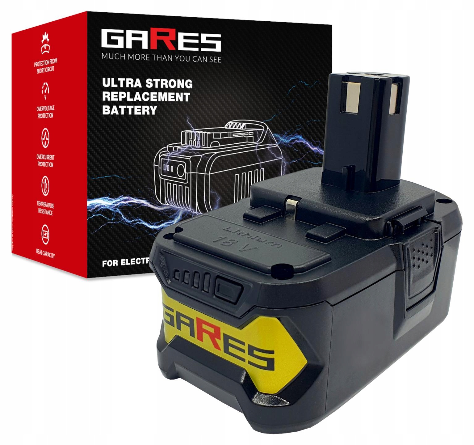 Akumulátor Gares pro Ryobi R18AD RB1840X R18ST R18CK2 18V 5Ah
