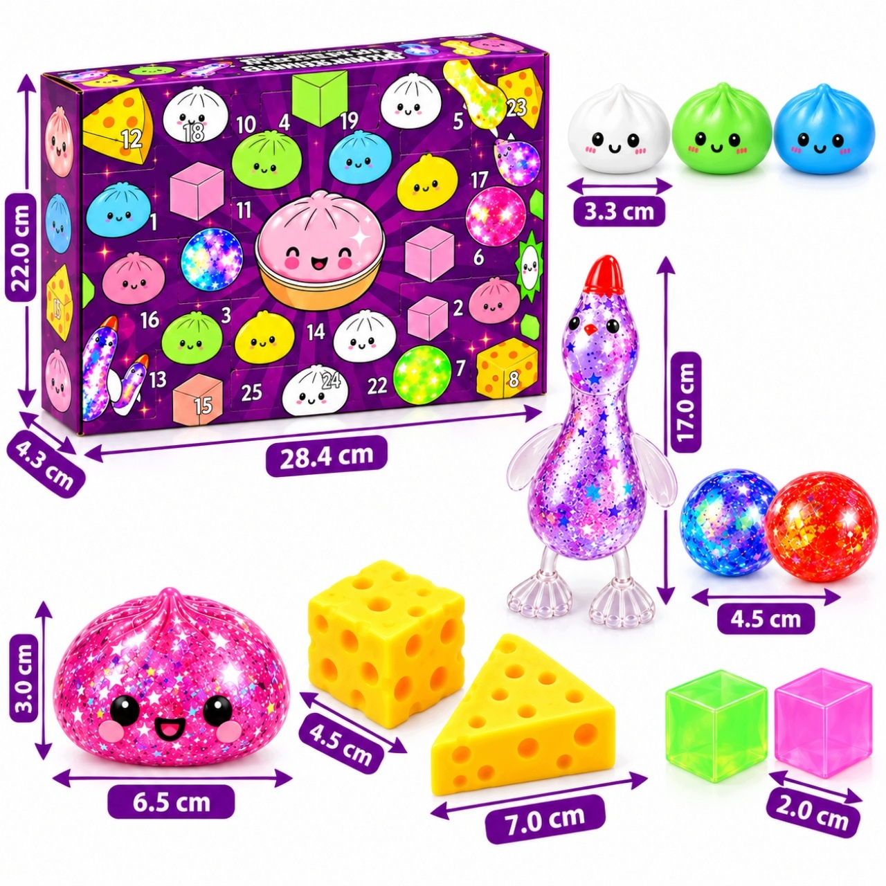 Адвент-календарь EnergoDom Squishy, 24 мини-мялки и 1 большая мялка