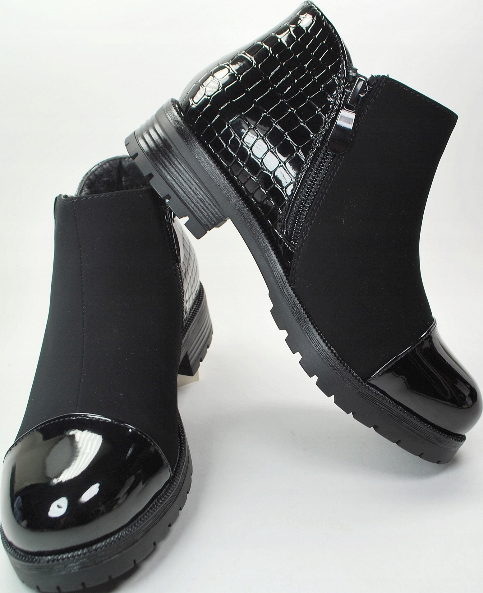 CZARNE dziewczęce ELEGANCKIE WIZYTOWE BOTKI dla dziewczynki na suwak r 36 Rozmiar 36