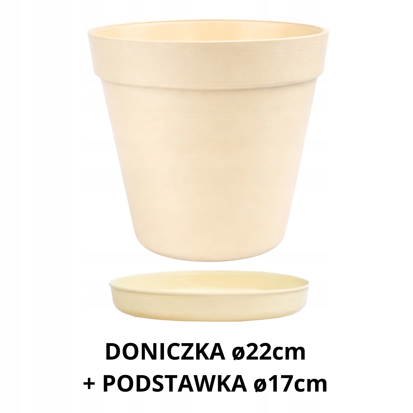 ZESTAW Doniczka 22cm + Podstawka 17cm, 4,85L Stylowy Zestaw EKO, IVORY