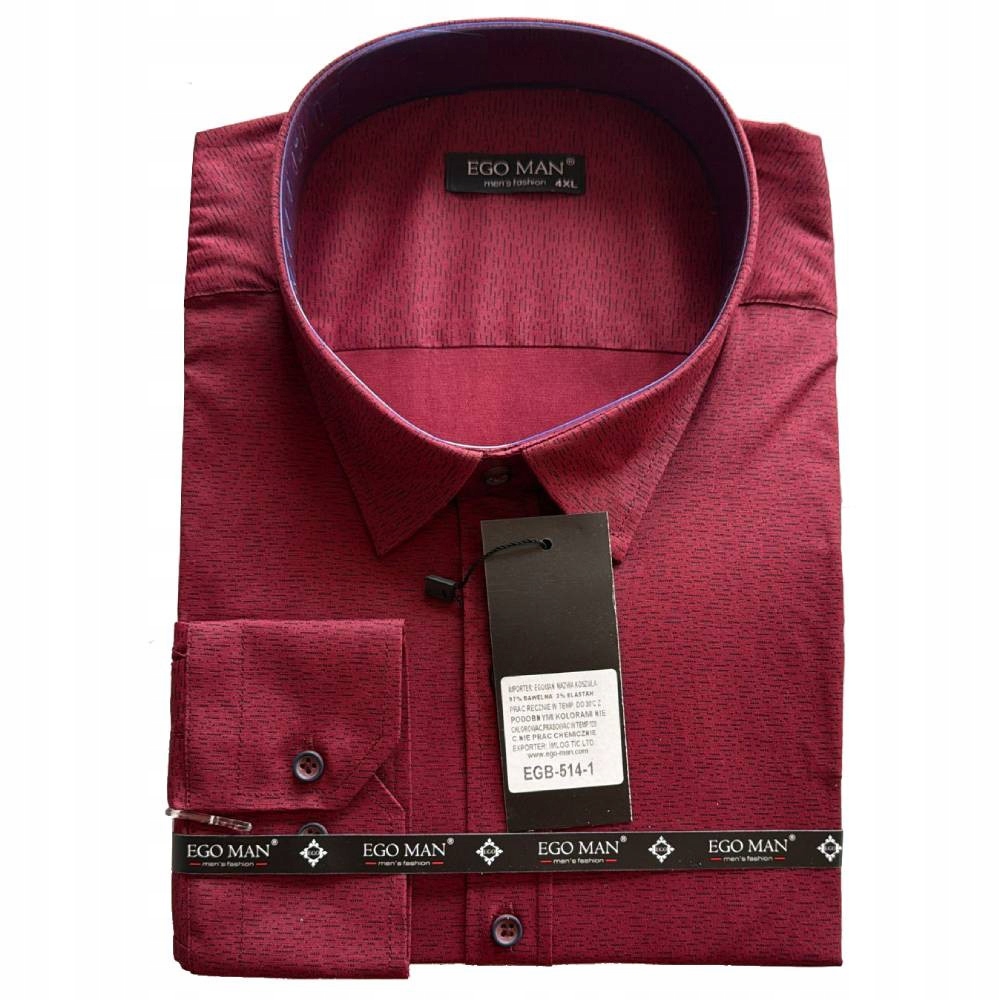 Ego Man košile pánská EGB-514-1 regular fit nadměrná velikost 6XL bordó