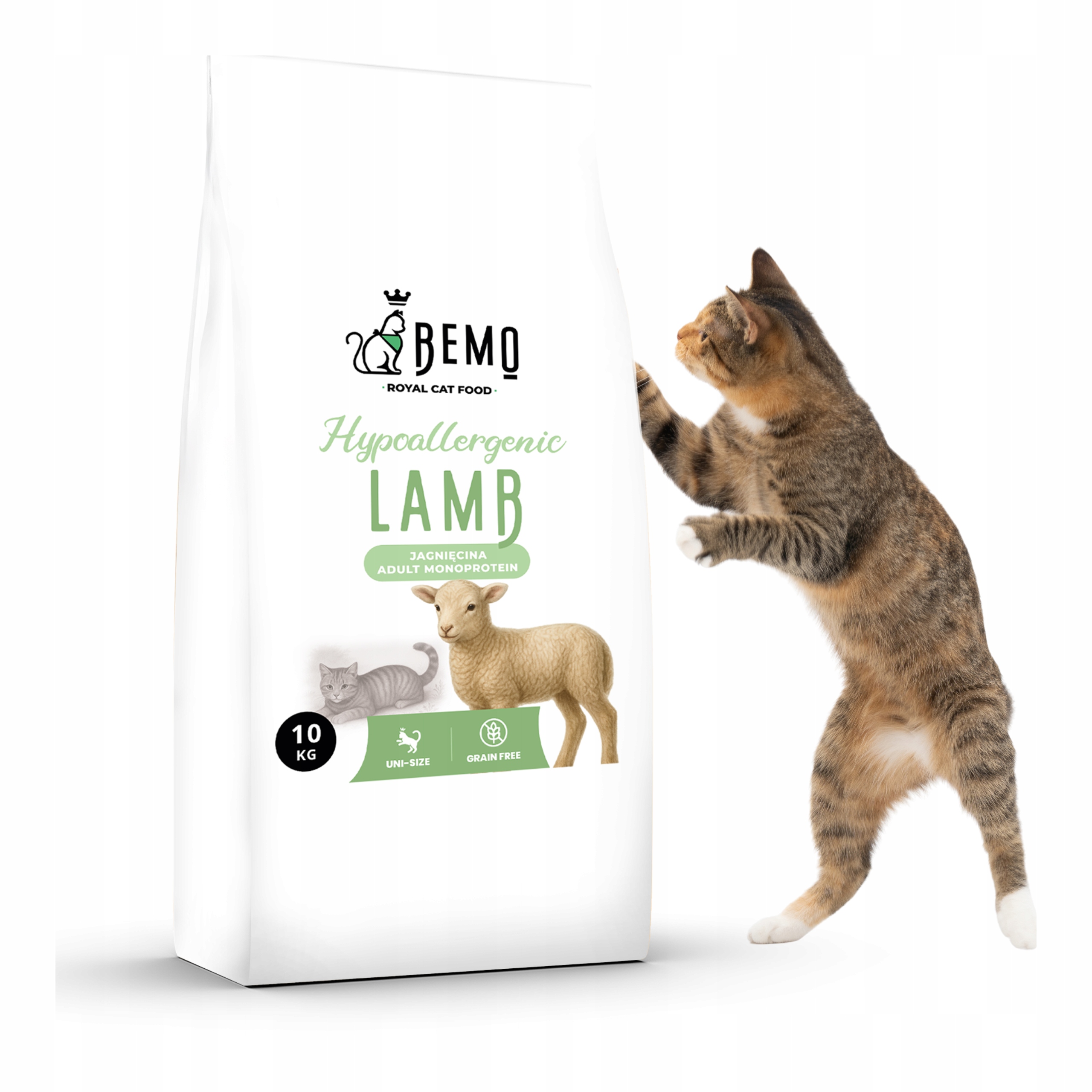 Levně Suché Krmivo pro kočky s jehněčím masem Bemo Cat 10 kg, šetrné k alergikům