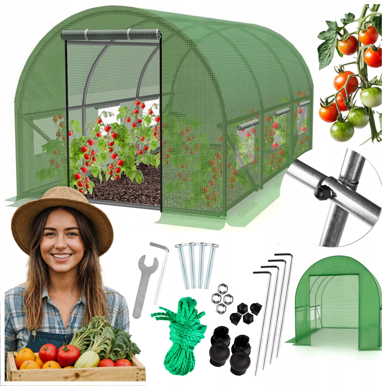 Tunel Zahradní skleník 200x300 cm Stan silný tunel na rajčata Zahrada