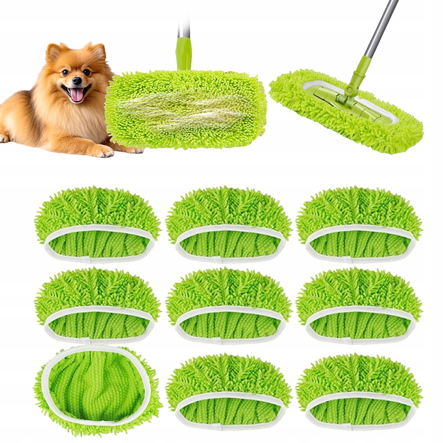 Levně 10 Ks Náhradních Utěrek Pro Mop Swif/fer Žluto-zelený 25,4*11,5 CM