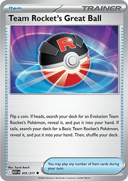 Ascended Heroes 205/217 Team Rocket's Great Ball