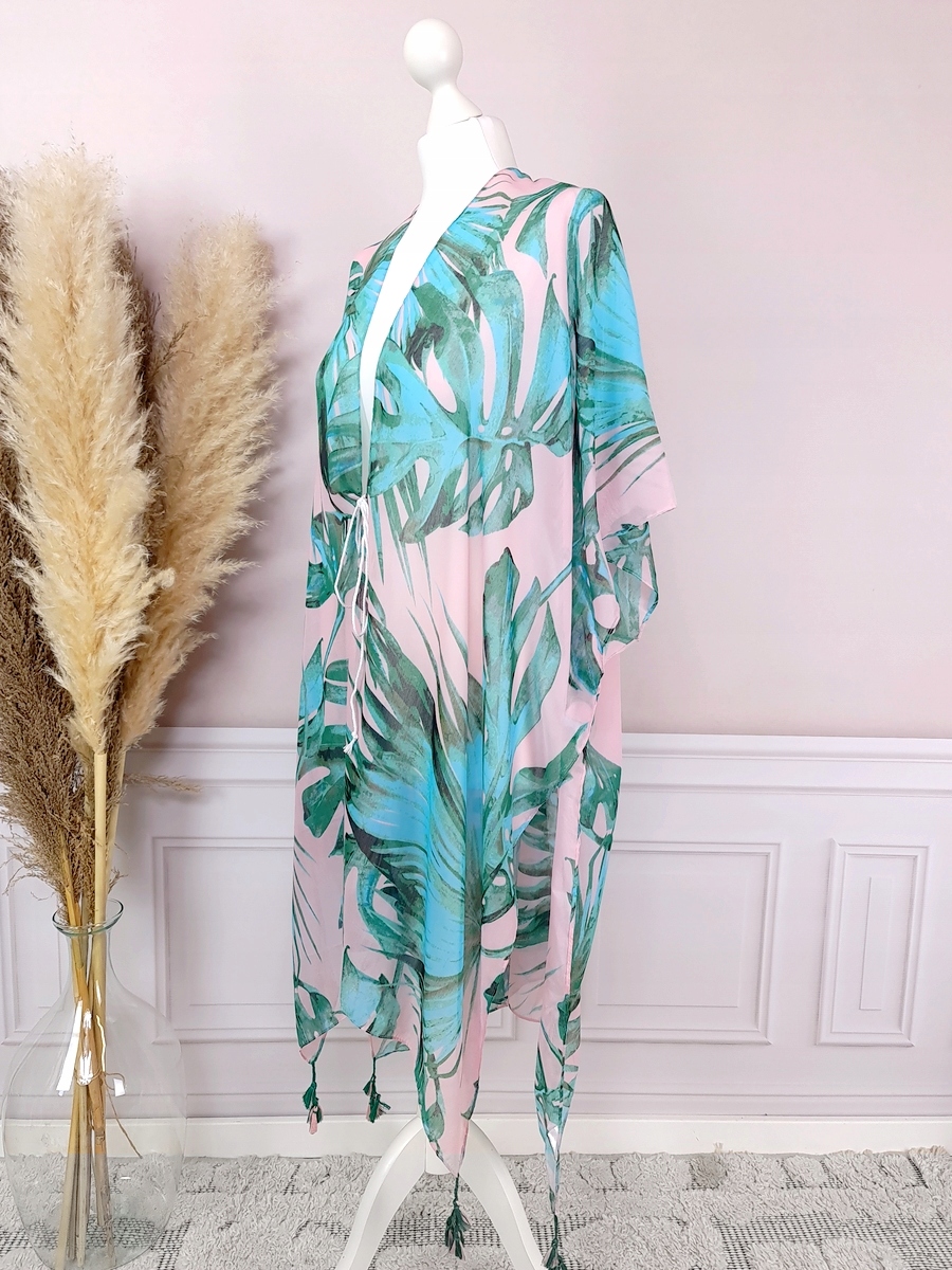 PAREO CHUSTA PLAŻOWA FRĘDZLE narzutka BOHO KOLORY Materiał dominujący wiskoza