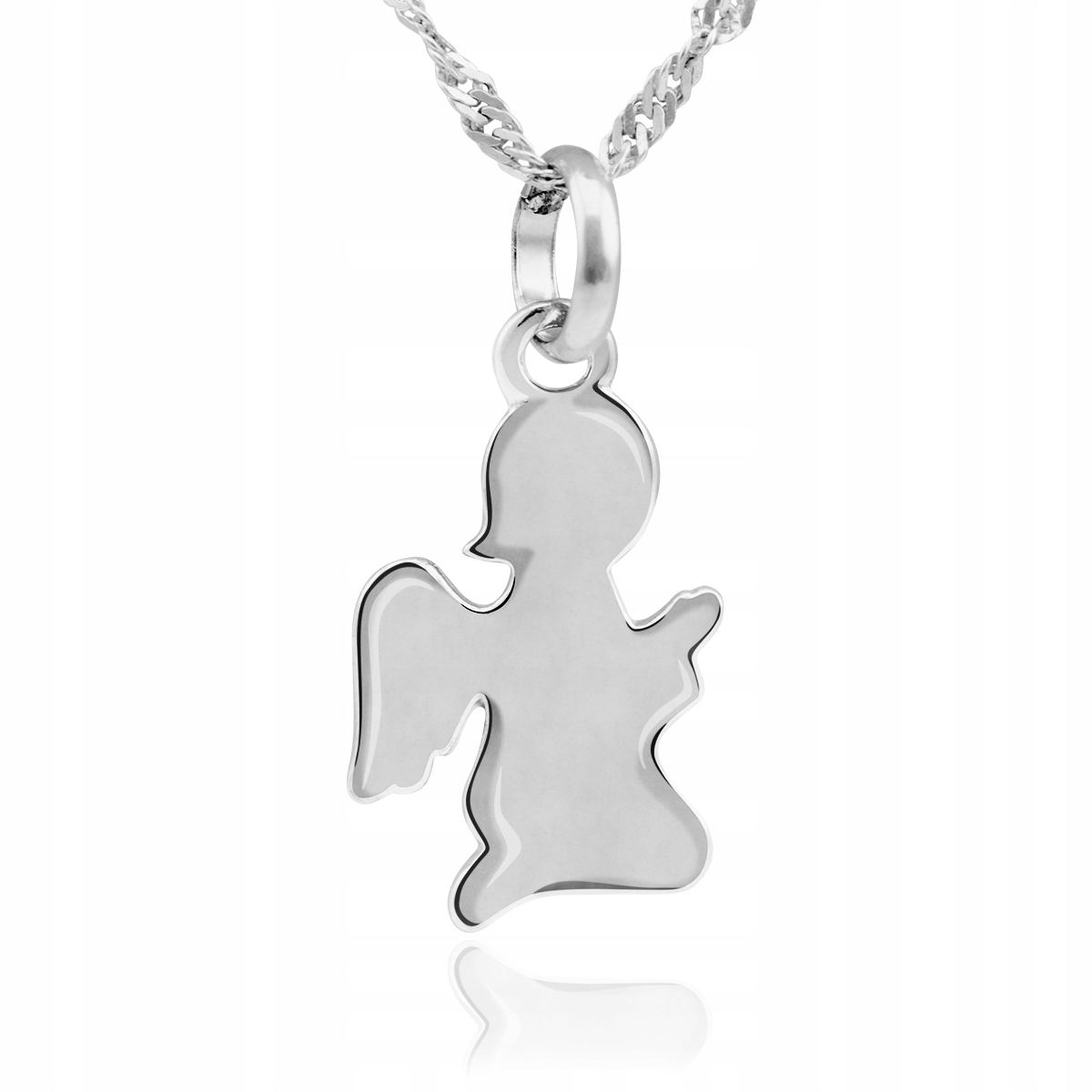 Srebrny naszyjnik pr.925 Aniołek Grawer Motyw Aniołek